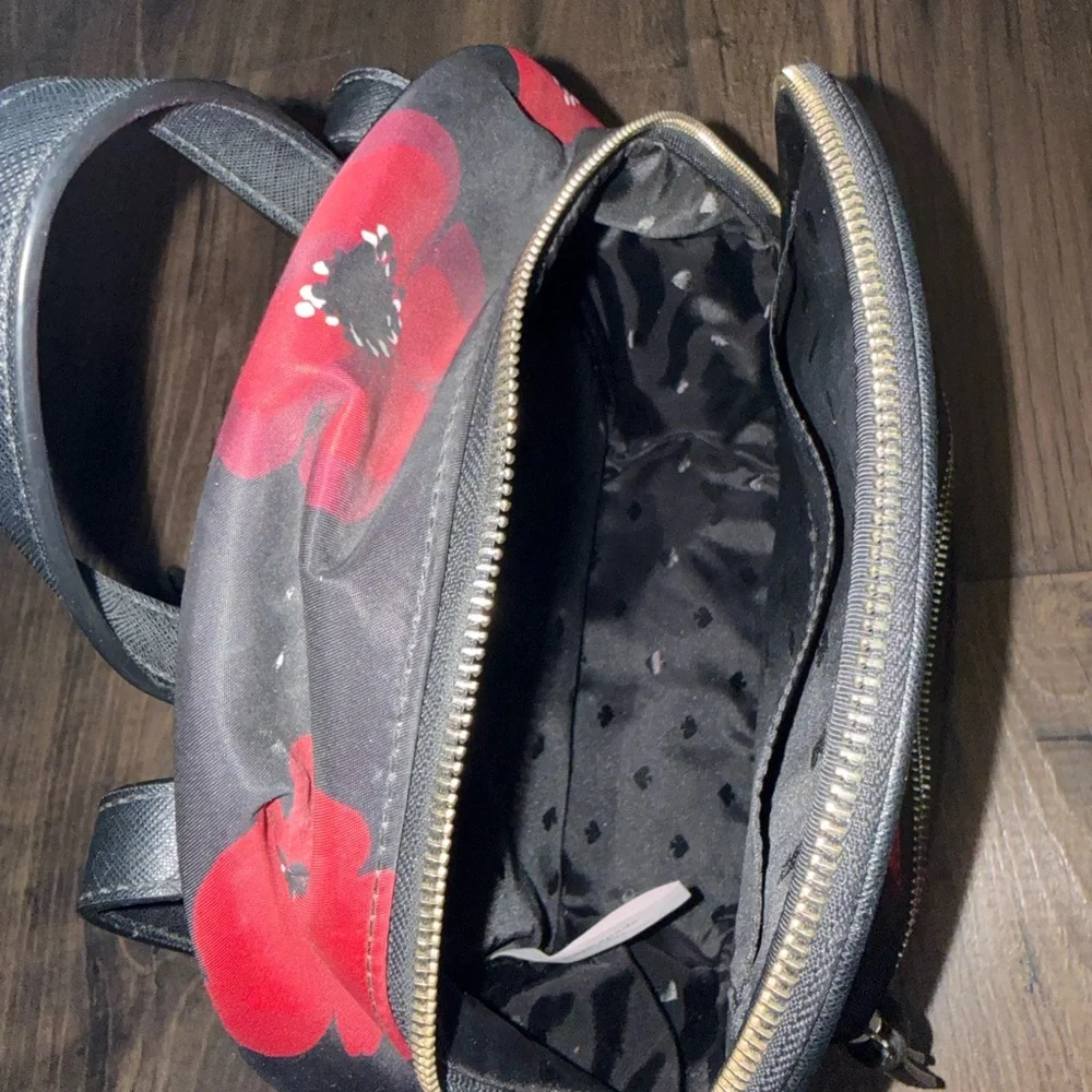 Kate Spade Red and Black Floral Backpack - Picture 5 of 8